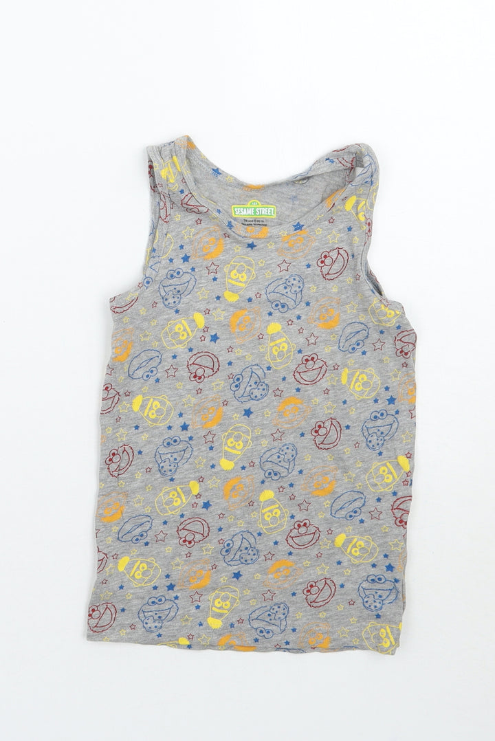 Sesame Street Boys Grey Geometric  Basic Tank Size 6 Years