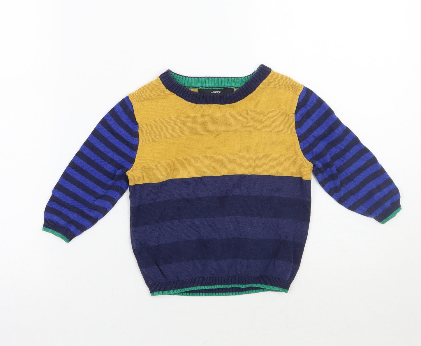 George Boys Blue Striped  Pullover Jumper Size 12-18 Months