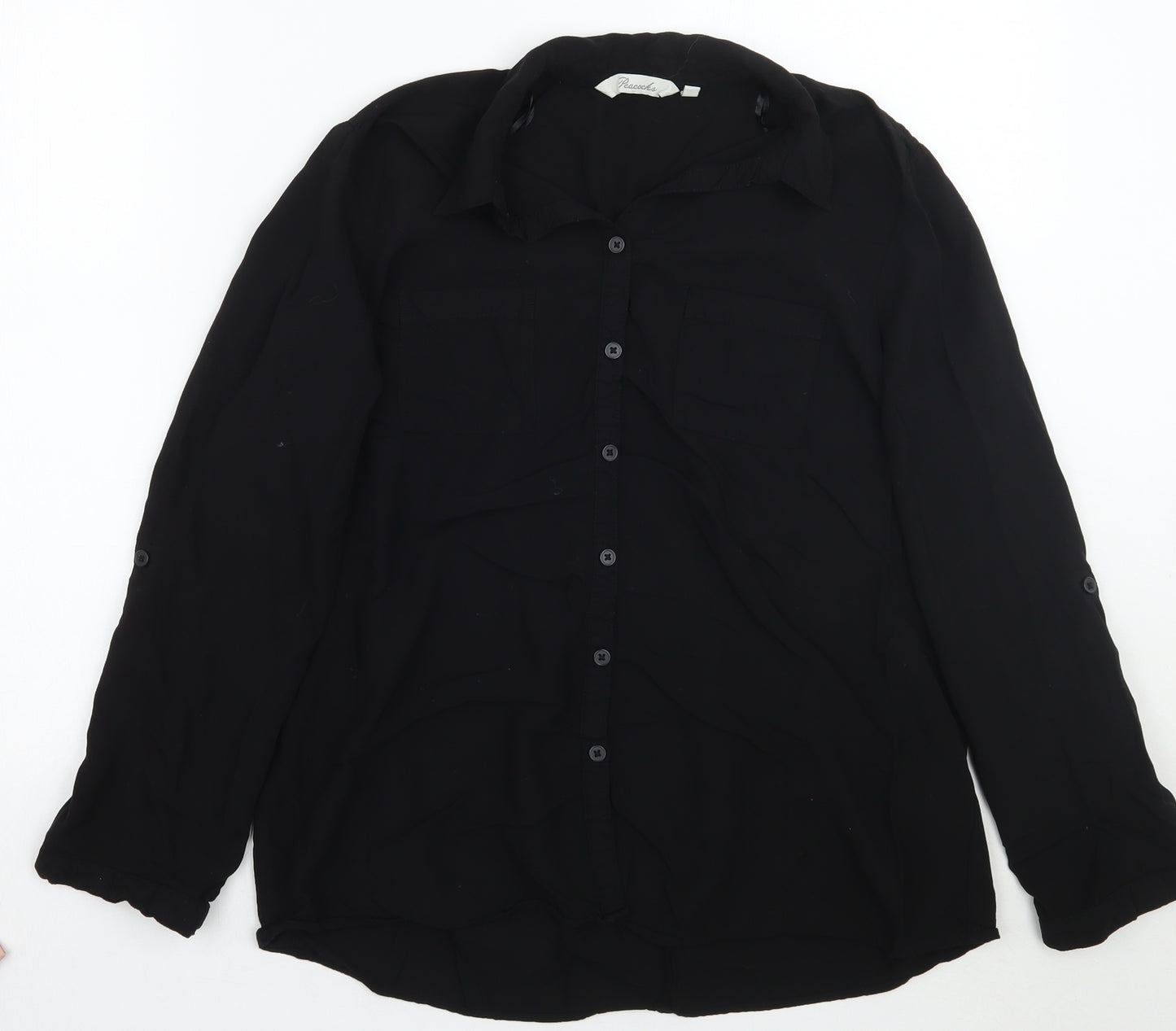 Peacocks Womens Black   Basic Button-Up Size 16