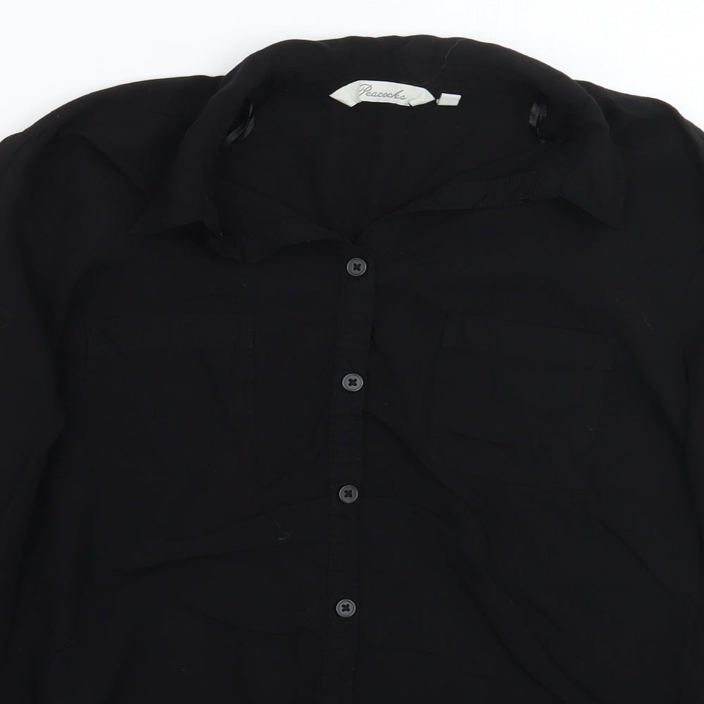 Peacocks Womens Black   Basic Button-Up Size 16