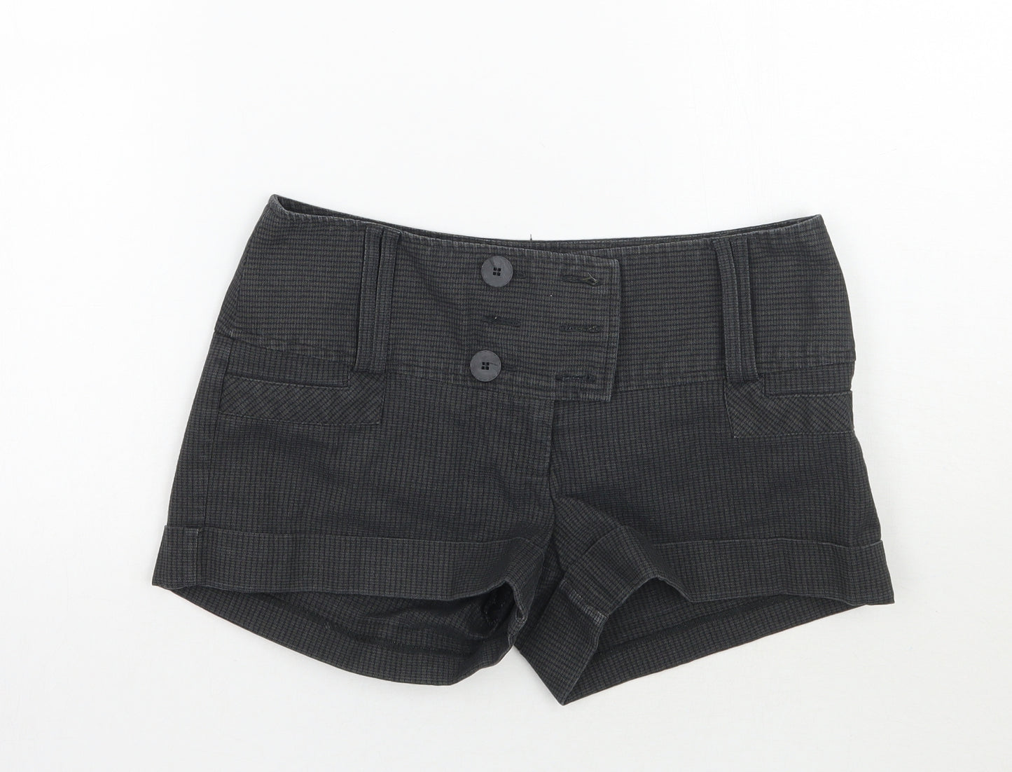 Jane Norman Womens Grey Check  Cut-Off Shorts Size 10