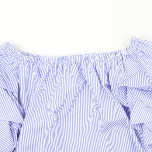 Newlook Womens Blue Striped  Basic Blouse Size 8