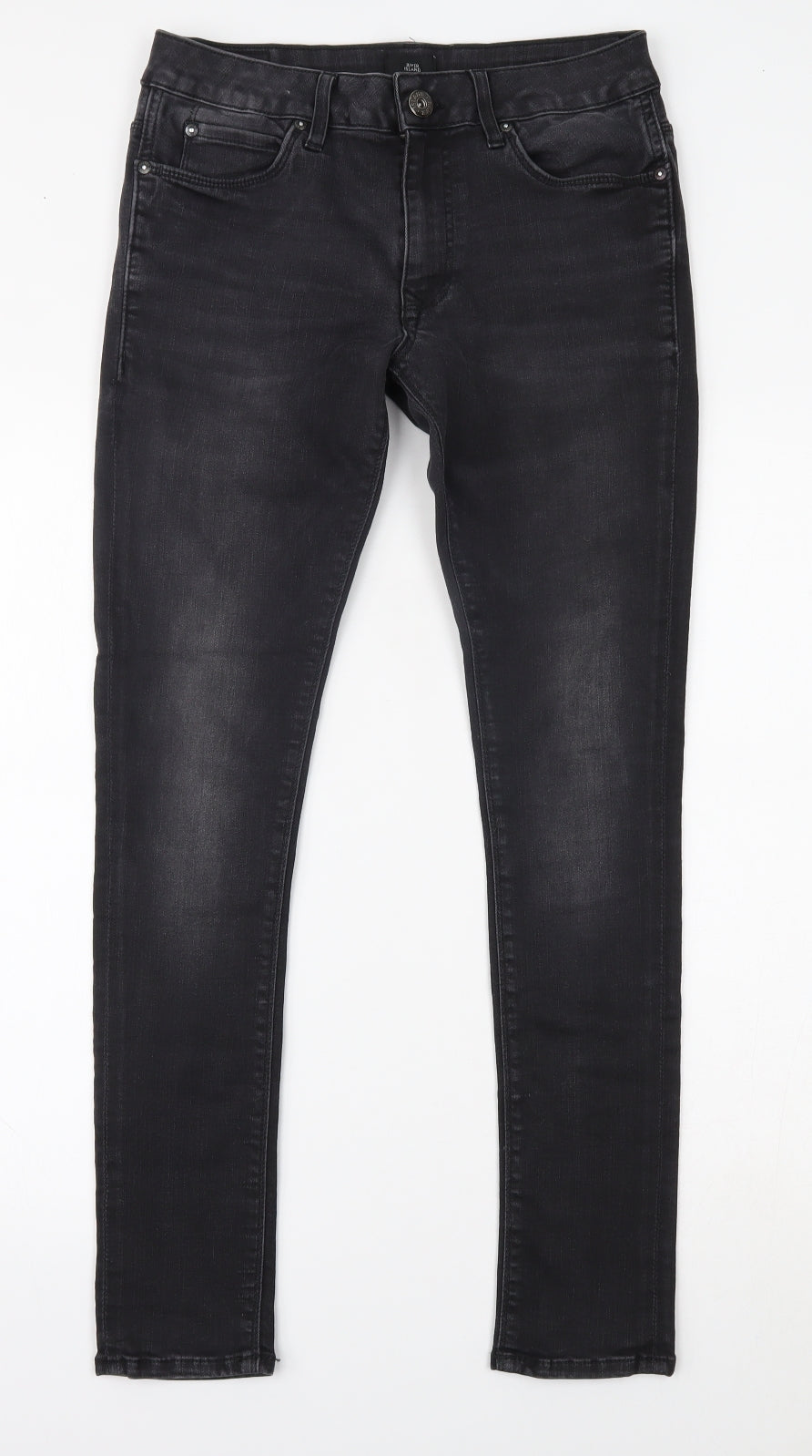River Island Mens Black  Denim Skinny Jeans Size 28 L30 in