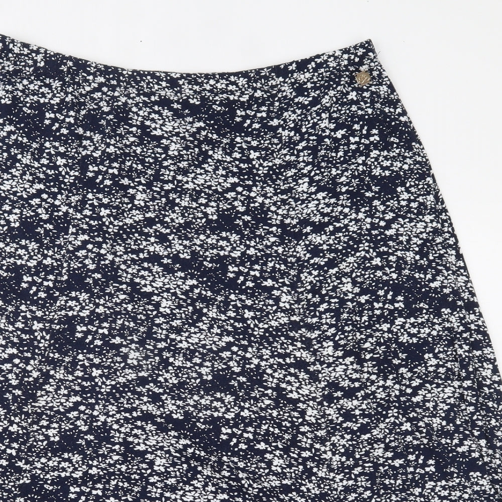 TIGI Womens Blue Floral  Pleated Skirt Size 18