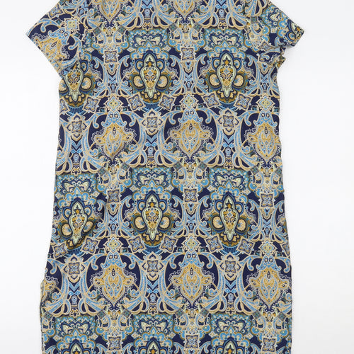Boohoo Womens Blue Paisley  T-Shirt Dress  Size 8