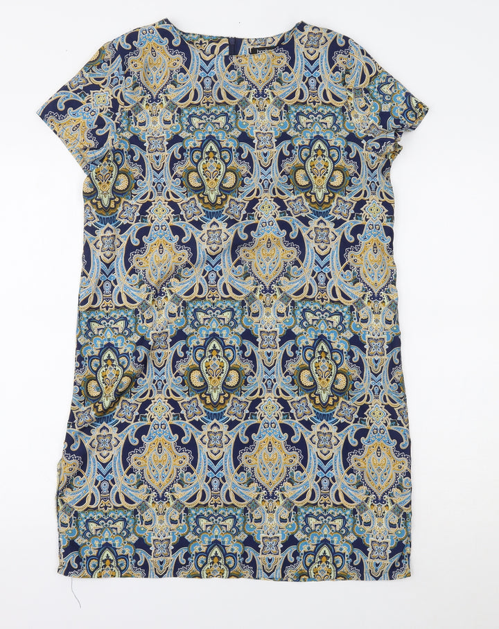 Boohoo Womens Blue Paisley T-Shirt Dress Size 8
