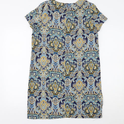 Boohoo Womens Blue Paisley  T-Shirt Dress  Size 8