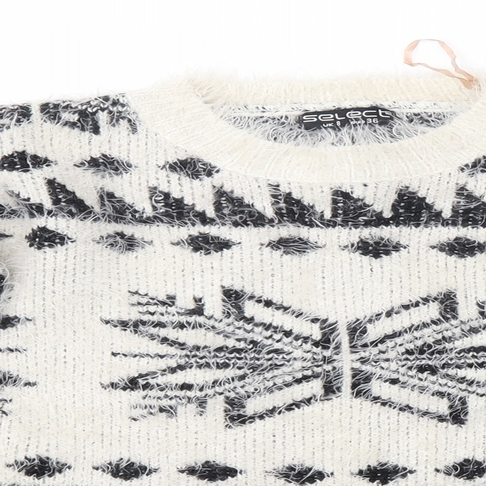 Select# Womens Beige Fair Isle  Pullover Jumper Size 8