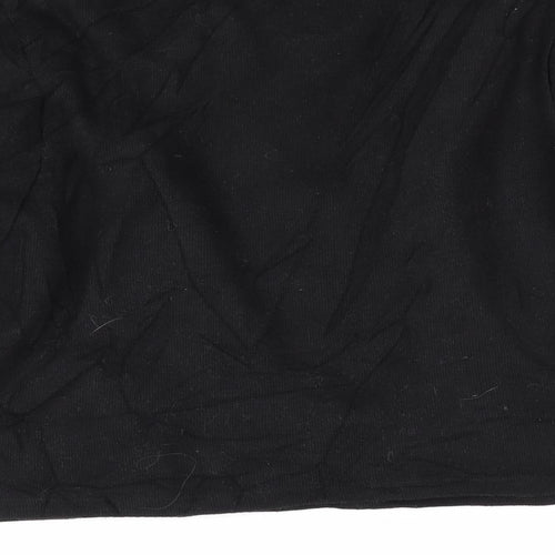 Zara Womens Black   Pullover Jumper Size 6  - Blue striped fabric ruffles to front