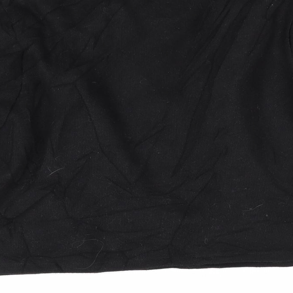 Zara Womens Black   Pullover Jumper Size 6  - Blue striped fabric ruffles to front