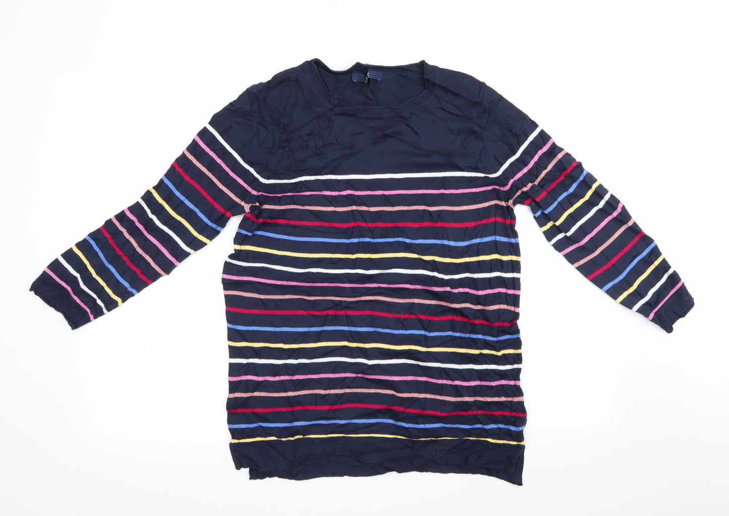 NEXT Womens Blue Striped  Pullover Jumper Size 16  - Glitter stripes Pink Yellow Red Blue White