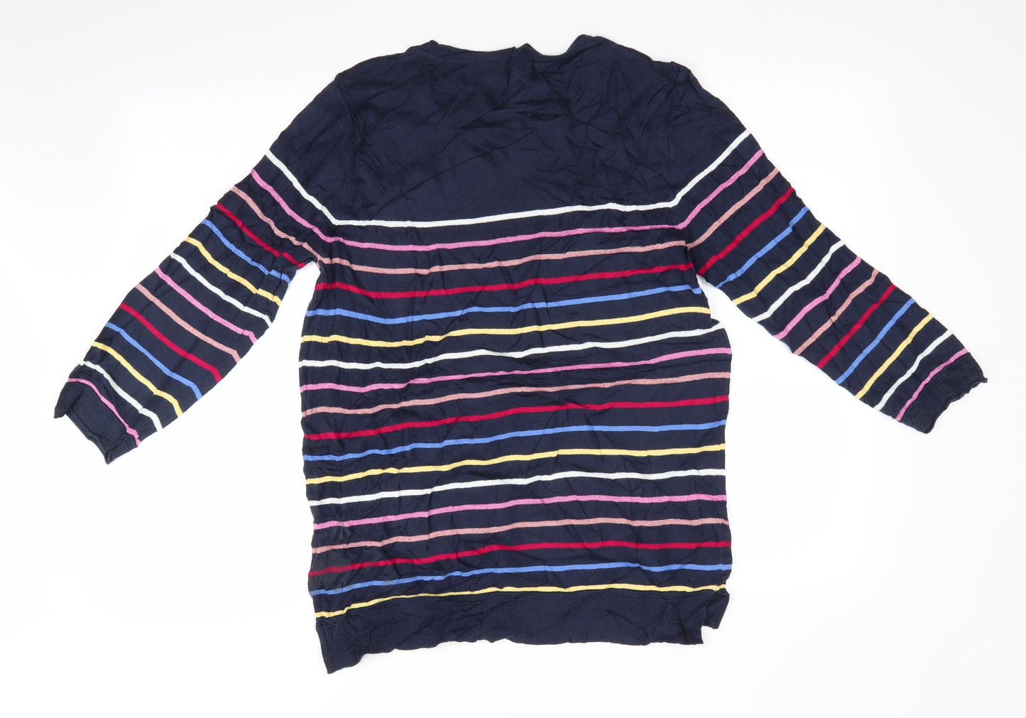 NEXT Womens Blue Striped  Pullover Jumper Size 16  - Glitter stripes Pink Yellow Red Blue White