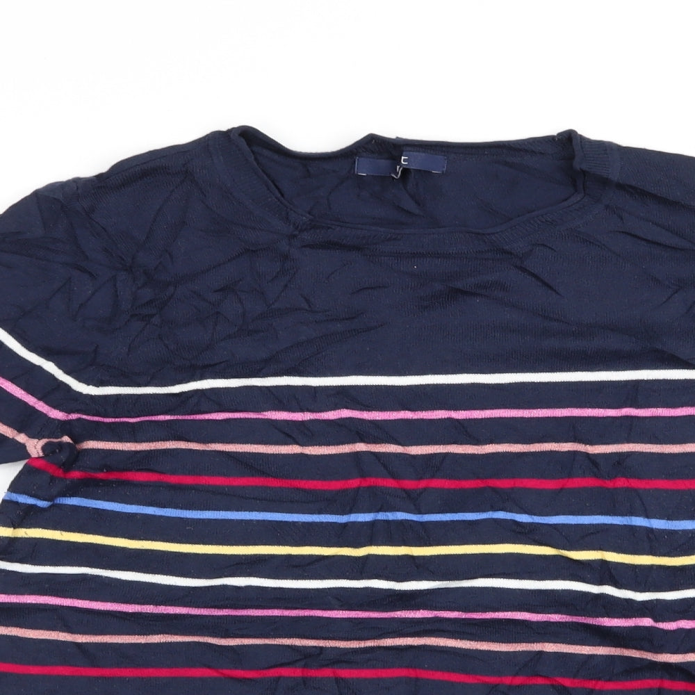 NEXT Womens Blue Striped  Pullover Jumper Size 16  - Glitter stripes Pink Yellow Red Blue White