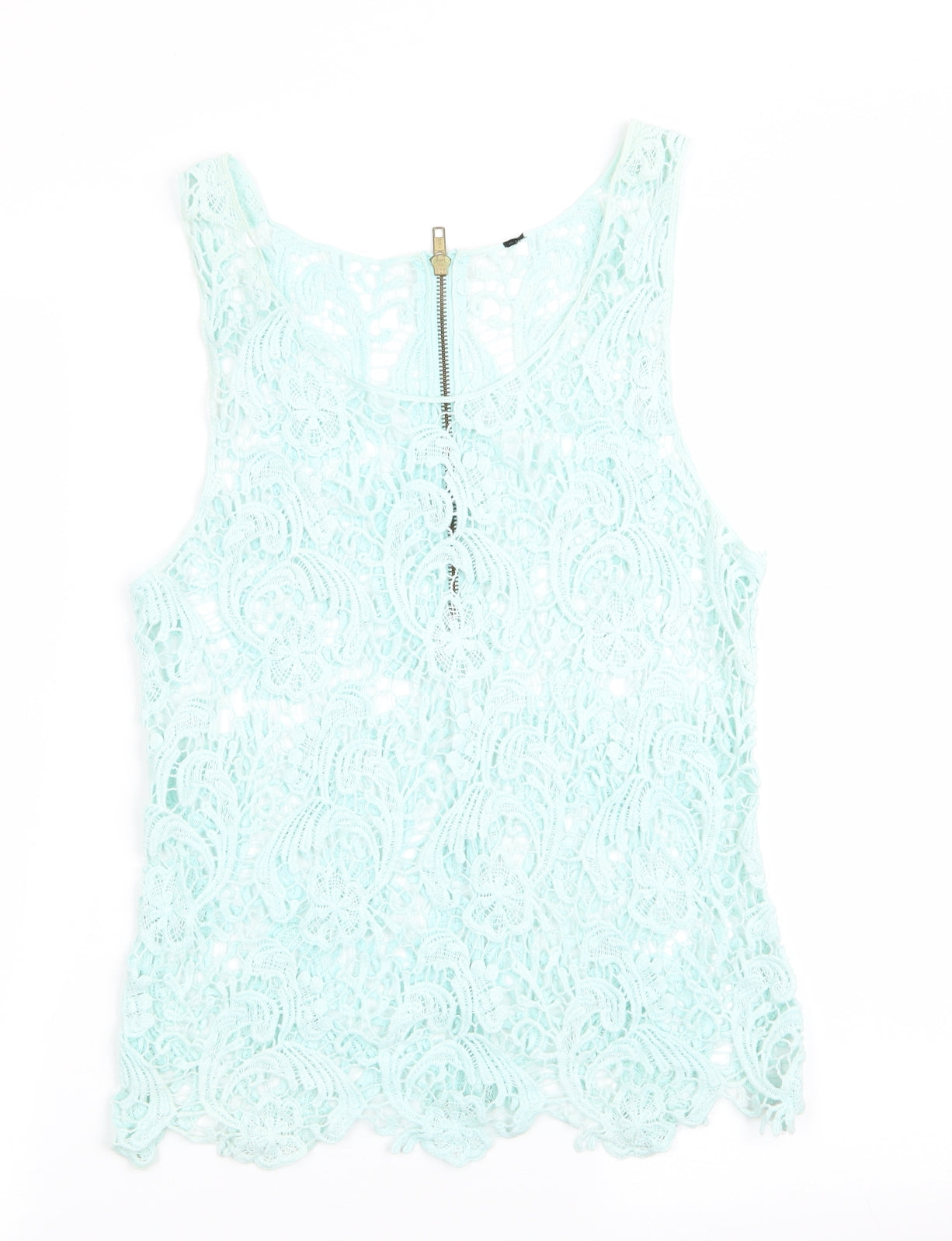 Preworn Womens Green Floral  Tunic Tank   - Back Zip Mint Green