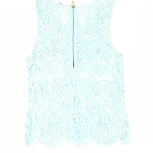 Preworn Womens Green Floral  Tunic Tank   - Back Zip Mint Green