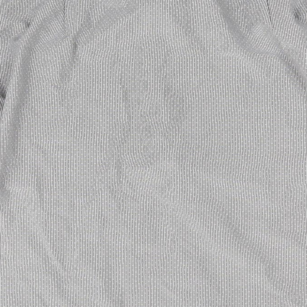 GGS Mens Grey Striped   Button-Up Size L  - Vertical broken stripe with dots