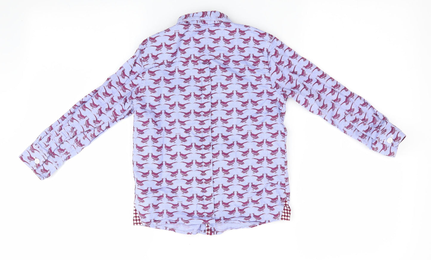 Born By Ted Baker Boys Purple Animal Print  Basic Button-Up Size 6 Years  - Buttoned Collar Pheasant Print