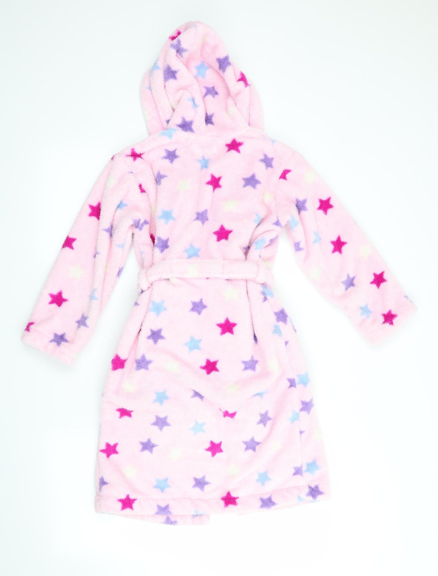 John Lewis Girls Pink Geometric   Robe Size 8 Years  - Star print Cerise Purple Blue White Fluffy
