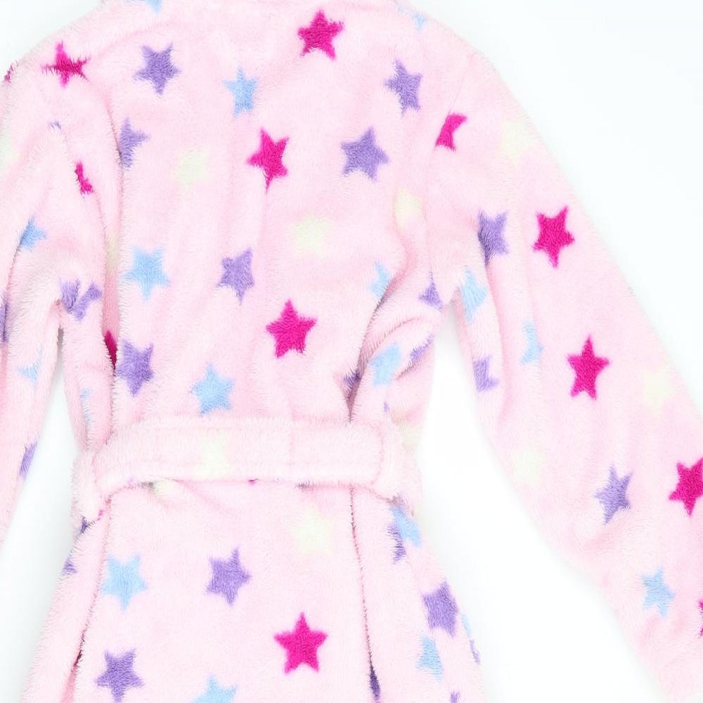 John Lewis Girls Pink Geometric   Robe Size 8 Years  - Star print Cerise Purple Blue White Fluffy