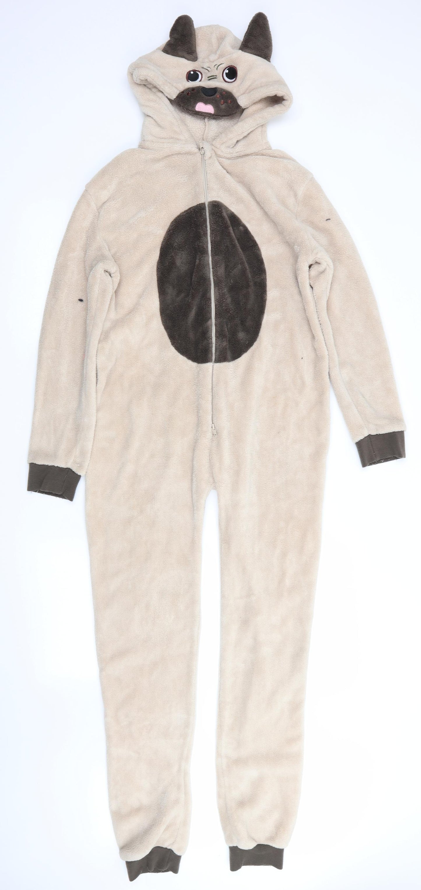 Wunsy Boys Beige Animal Print   One Piece Size 12-13 Years  - Dog Face Hood