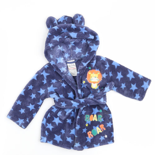 Baby Boys Blue Animal Print   Robe Size 3-6 Months  - Lion Logo Star Print