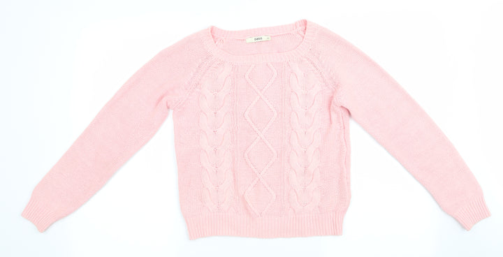 Oasis Womens Pink Geometric  Pullover Jumper Size XS  - Peach in Colour
