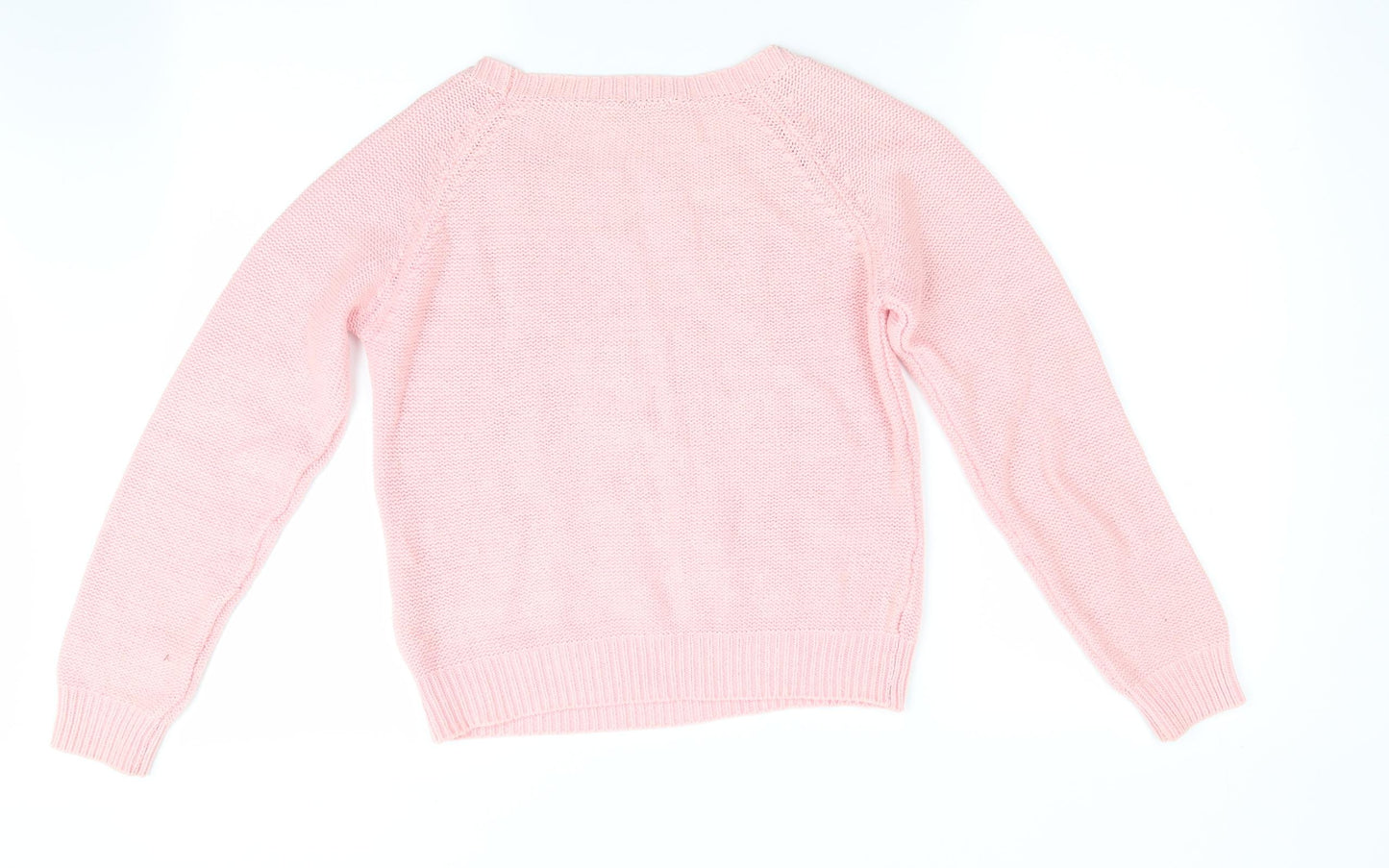 Oasis Womens Pink Geometric  Pullover Jumper Size XS  - Peach in Colour