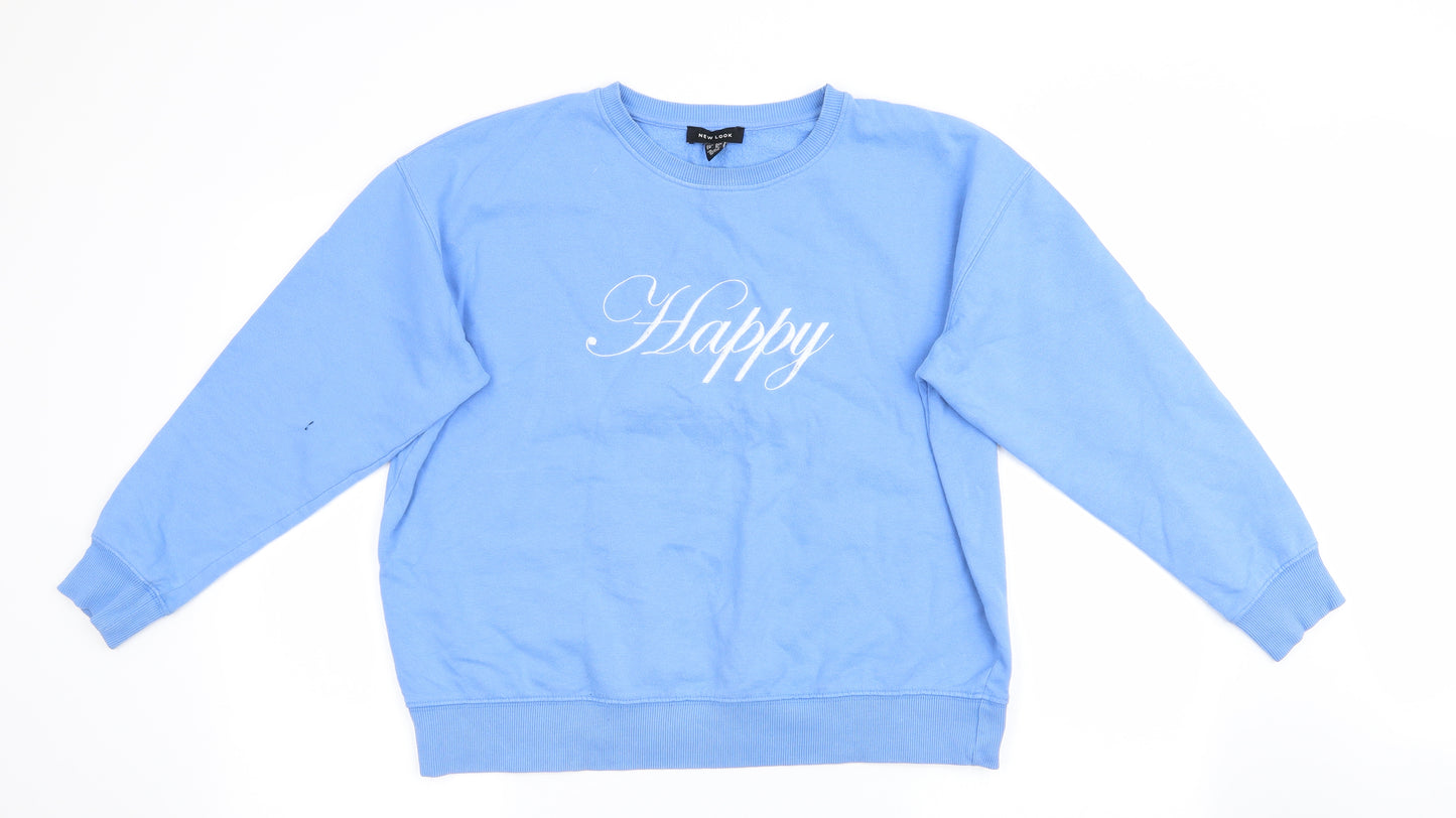 New Look Womens Blue   Pullover Sweatshirt Size S  - Happy