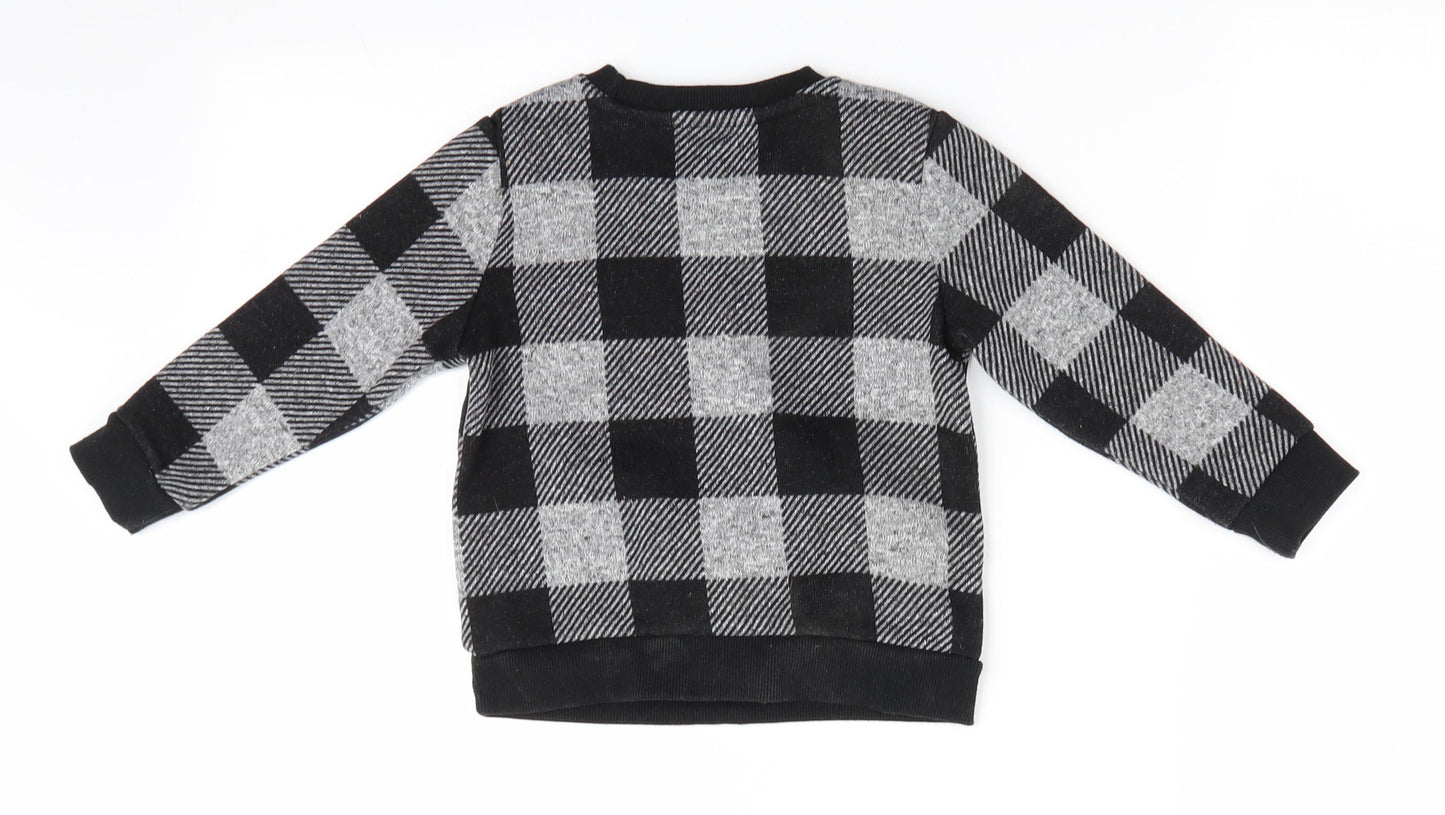 Nutmeg Boys Black Check  Pullover Jumper Size 18-24 Months  - Black and Grey
