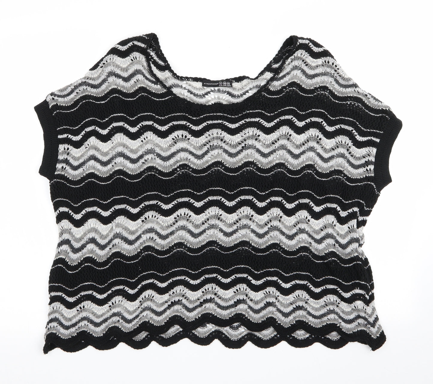 Atmosphere  Womens Black Striped  Pullover Jumper Size 18  - Subtle shimmer effect Open Knit