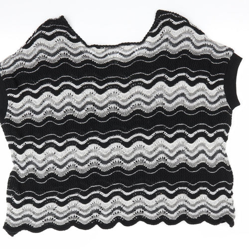 Atmosphere  Womens Black Striped  Pullover Jumper Size 18  - Subtle shimmer effect Open Knit
