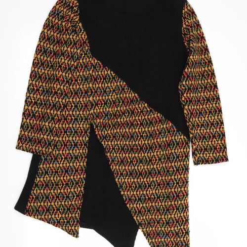New Collection  Womens Black Geometric  Jumper Dress    - Hankerchief Front Hem