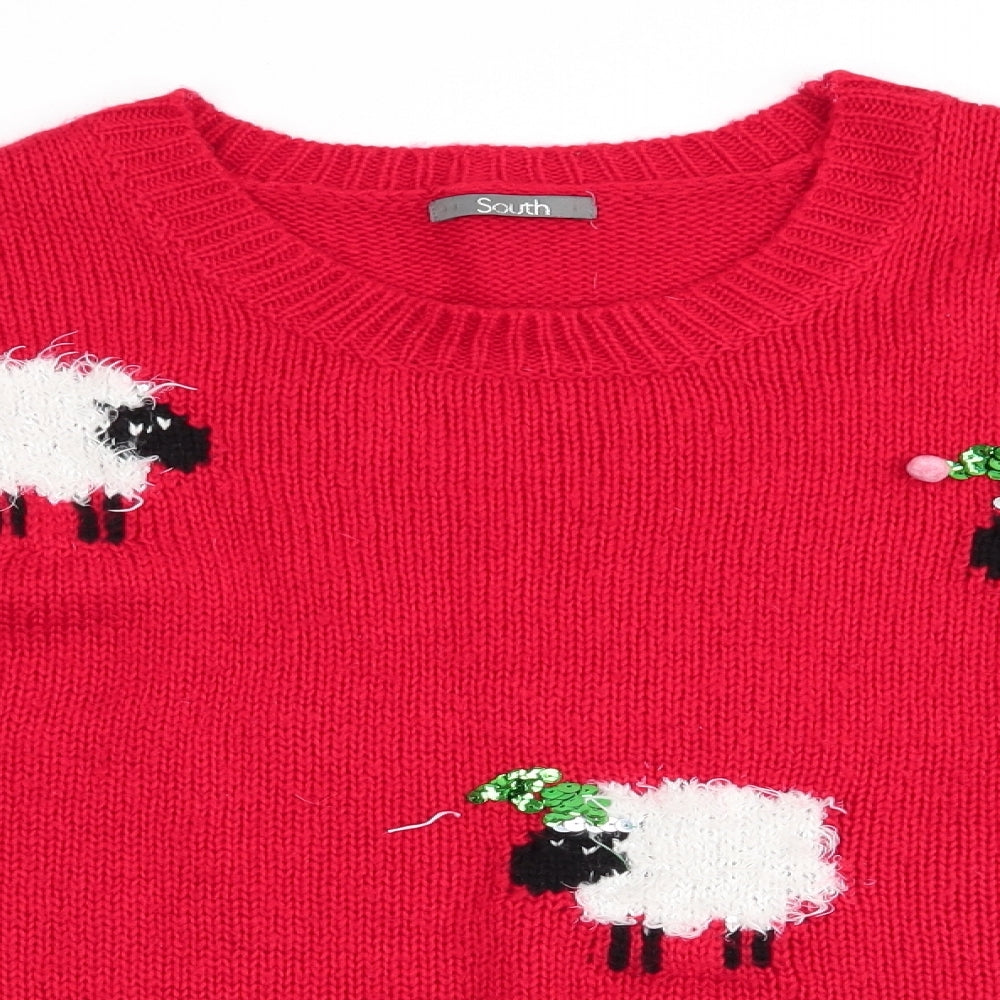 South Womens Red Animal Print  Pullover Jumper Size 22  - Christmas Sheep