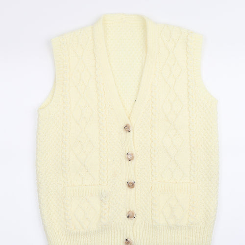 Preworn Womens Ivory Argyle/Diamond  Vest Jumper   - Waistcoat Style Cable Knit