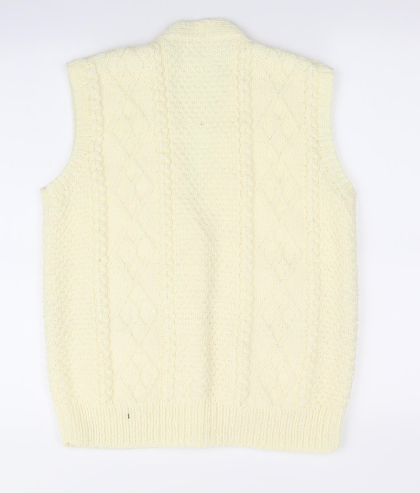 Preworn Womens Ivory Argyle/Diamond  Vest Jumper   - Waistcoat Style Cable Knit
