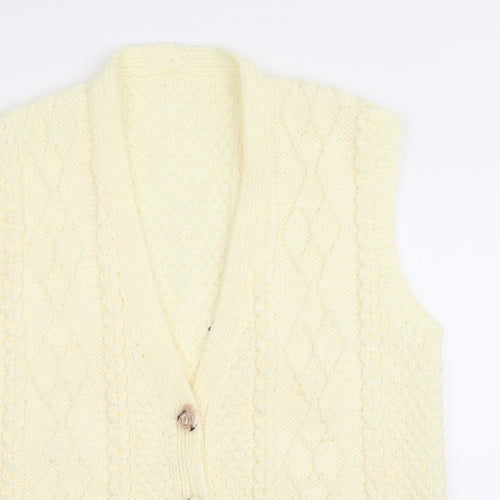 Preworn Womens Ivory Argyle/Diamond  Vest Jumper   - Waistcoat Style Cable Knit