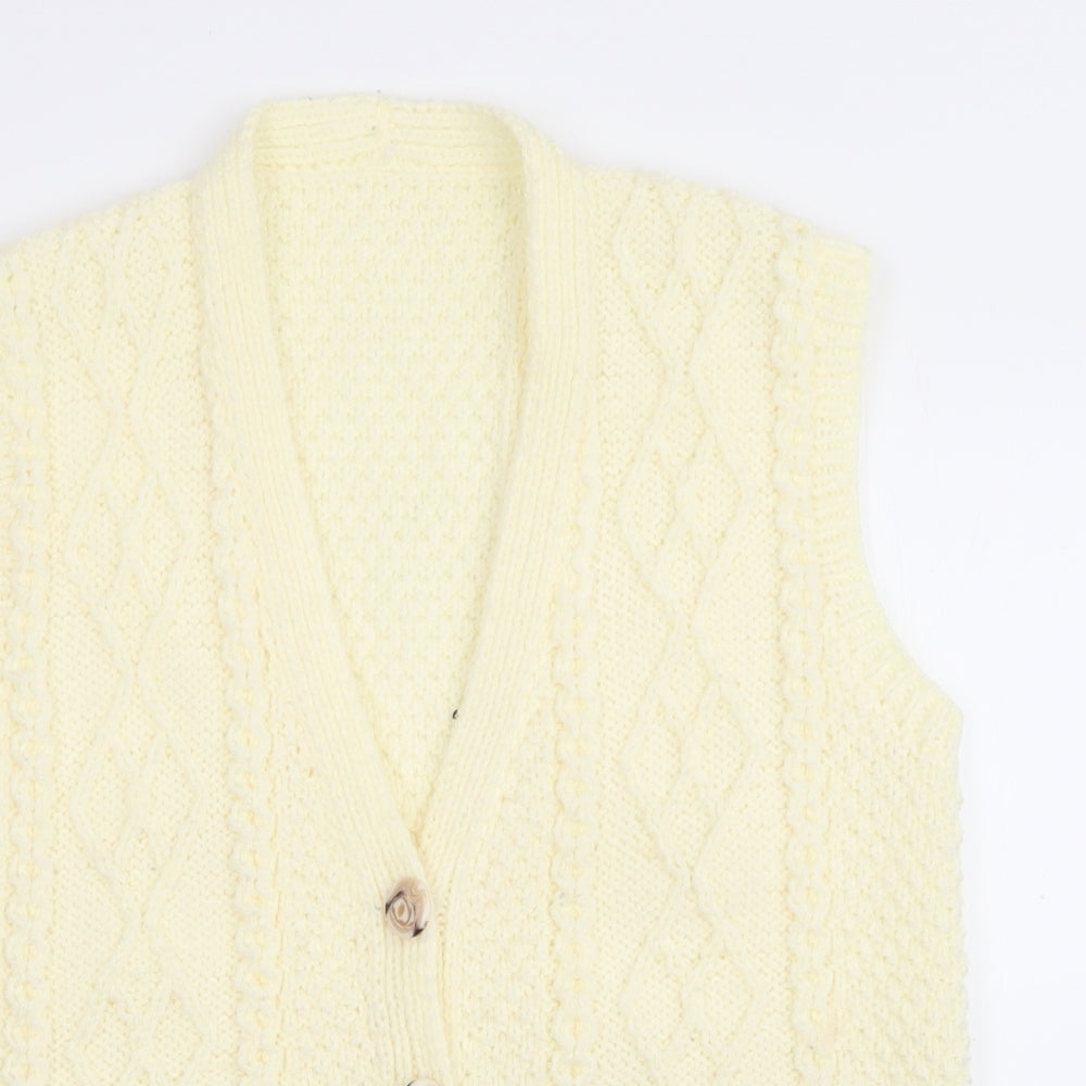 Preworn Womens Ivory Argyle/Diamond  Vest Jumper   - Waistcoat Style Cable Knit