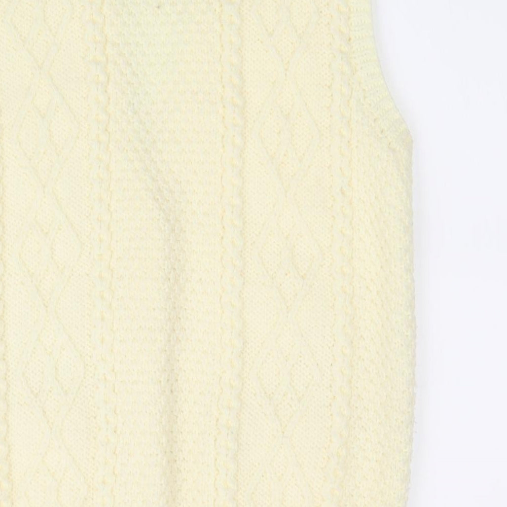 Preworn Womens Ivory Argyle/Diamond  Vest Jumper   - Waistcoat Style Cable Knit
