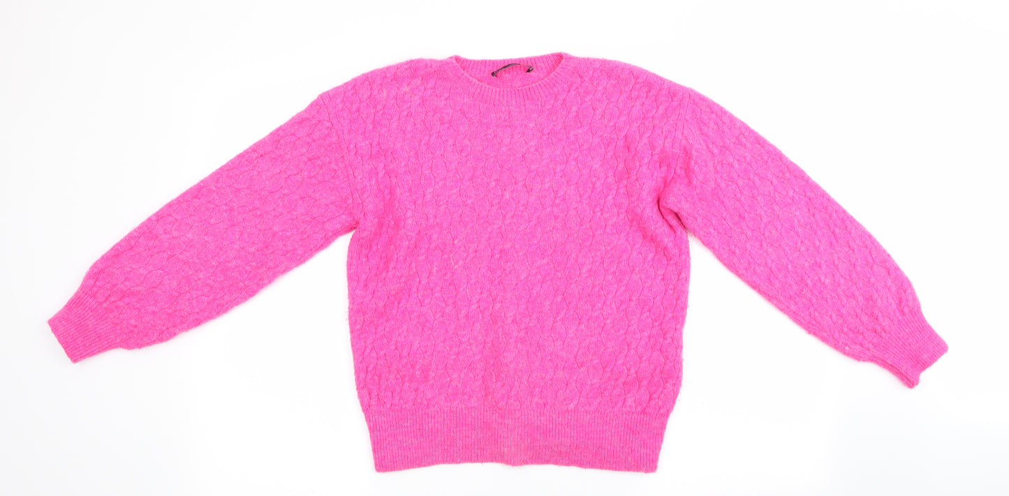 Marks and Spencer Womens Pink Geometric  Pullover Jumper Size S  - Soft Feel