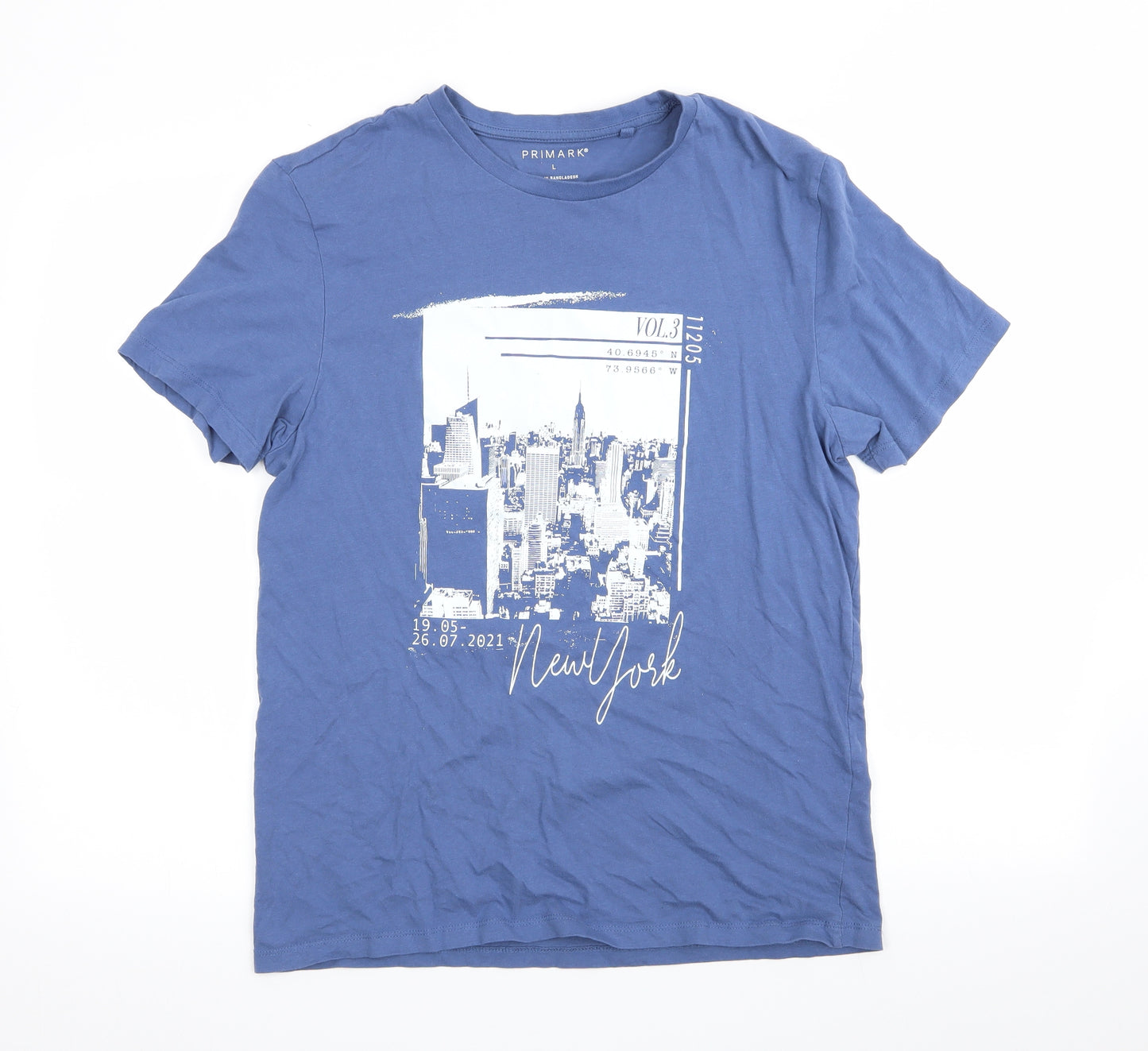 Primark Mens Blue    T-Shirt Size L  - New York