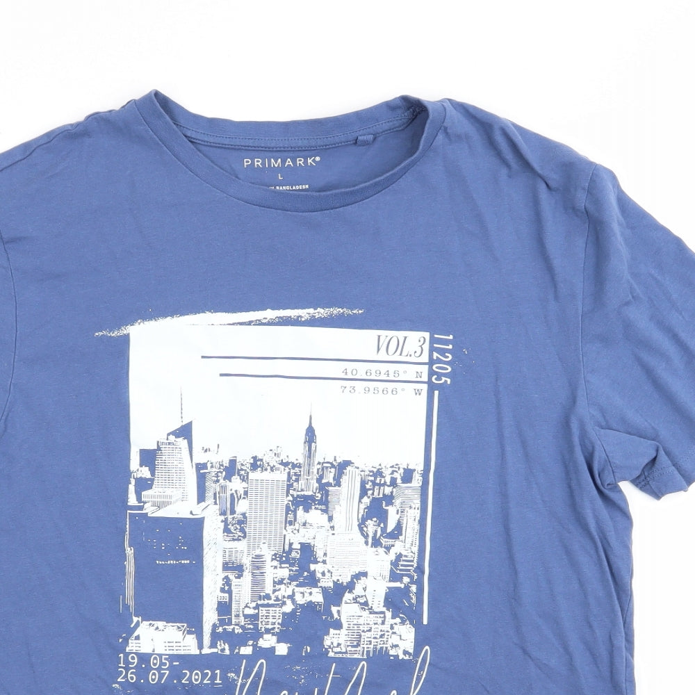 Primark Mens Blue    T-Shirt Size L  - New York