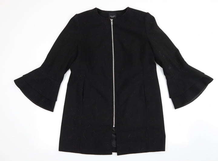 New Look Womens Black Overcoat Coat Size 10 - Flared cuffs