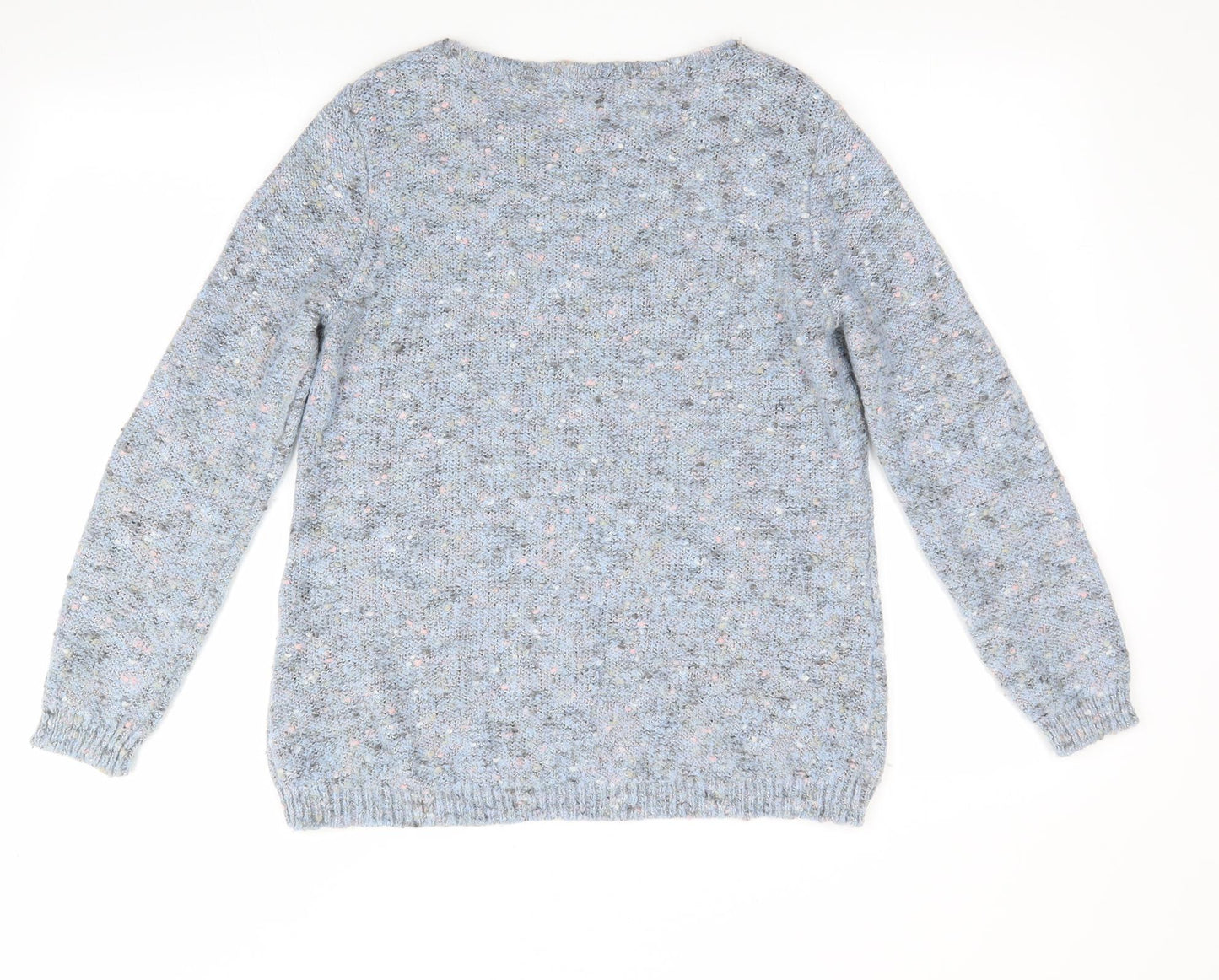 Spirit at M&CO Womens Blue Polka Dot  Pullover Jumper Size 14  - grey pink green dots
