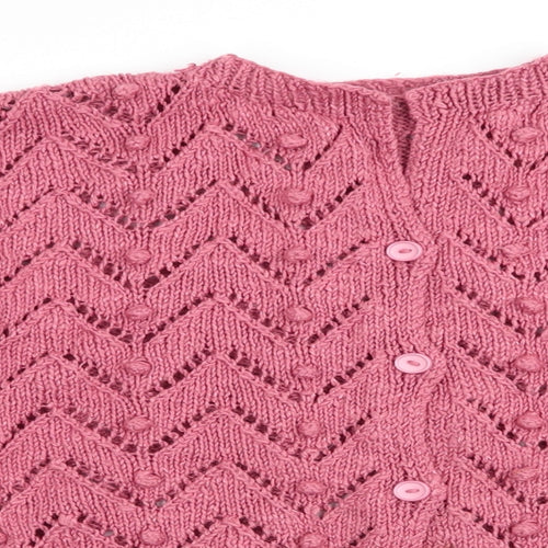 Preworn Womens Pink Polka Dot  Cardigan Jumper   - Open knit