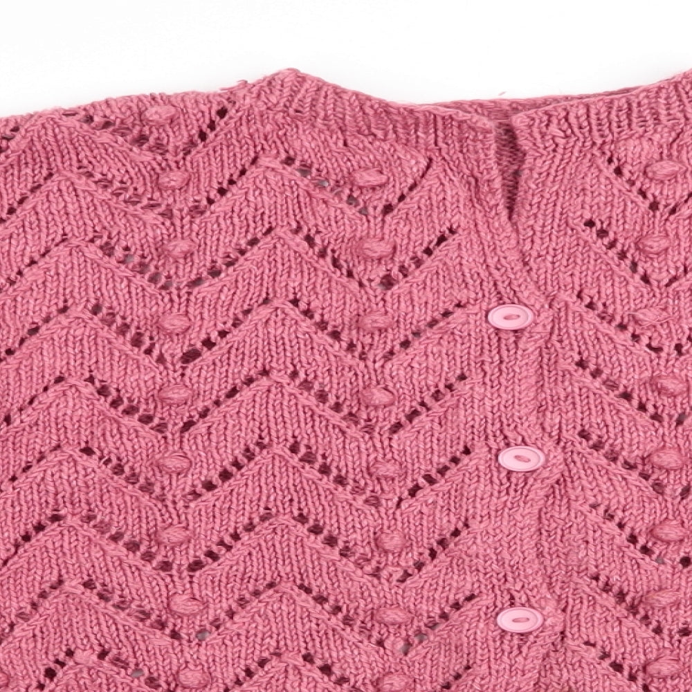 Preworn Womens Pink Polka Dot  Cardigan Jumper   - Open knit