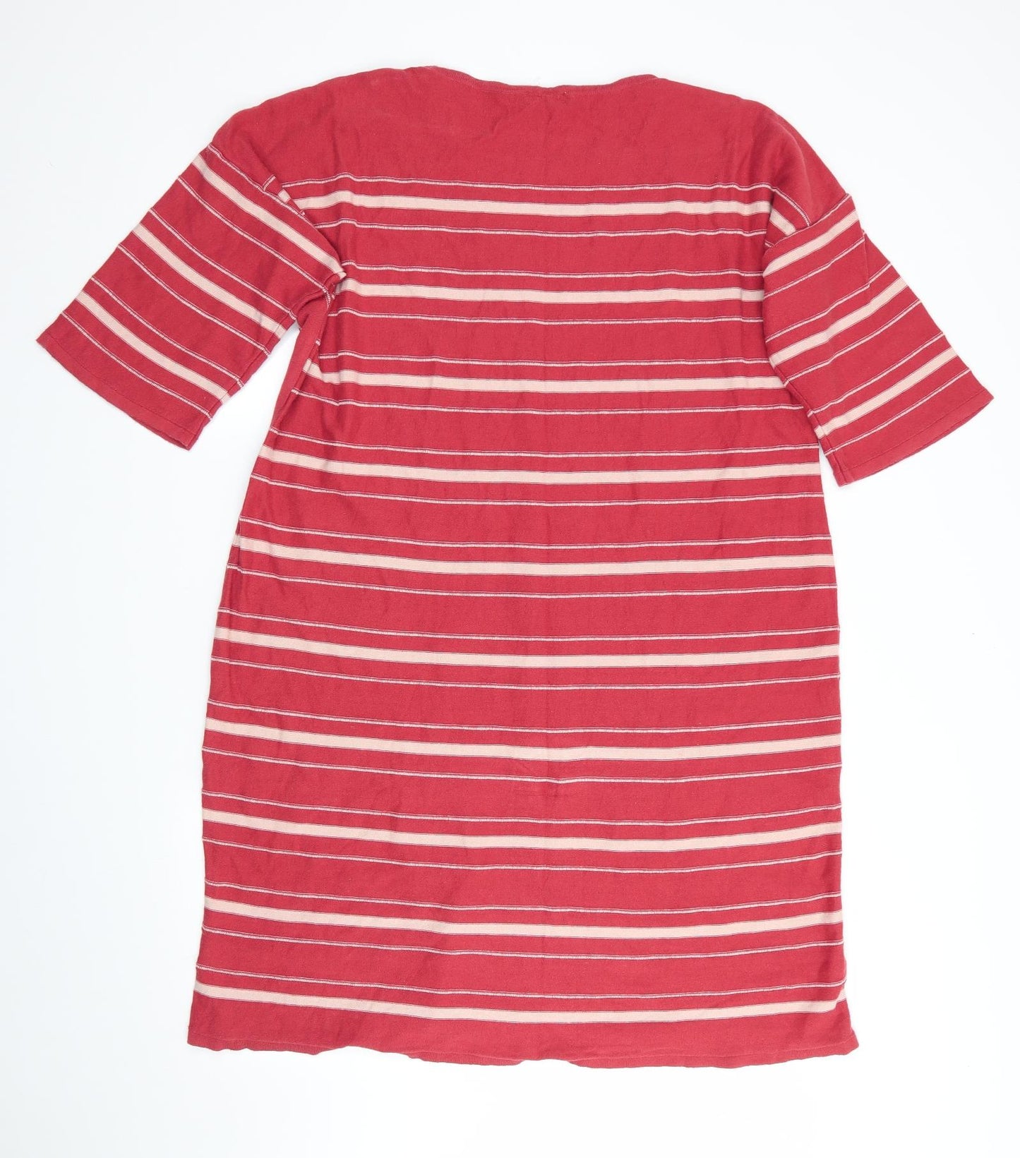 Mosoon Womens Orange Striped  Jumper Dress  Size L  - Dark Terracotta & Beige stripe