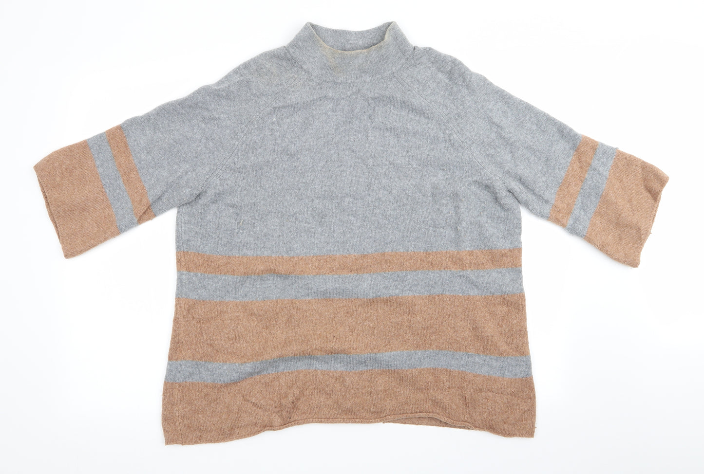 Gerry Weber Womens Grey Striped  Pullover Jumper Size 18  - Grey & Brown Stripes