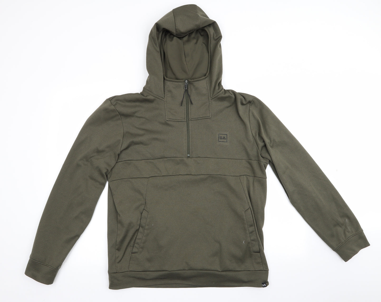 US Athletic Mens Green   Henley Hoodie Size M