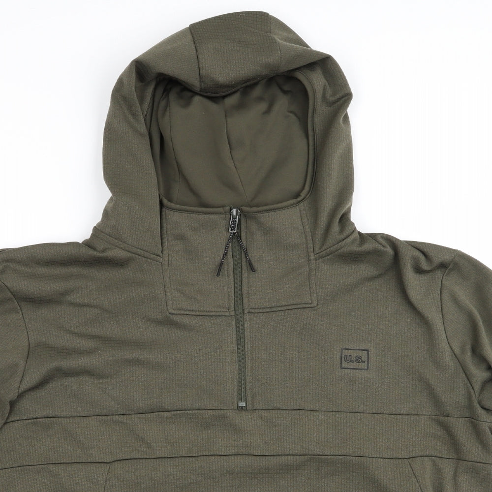 US Athletic Mens Green   Henley Hoodie Size M