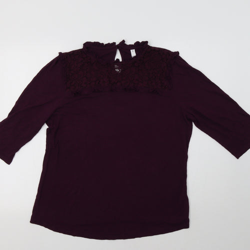 Henry Holland Womens Purple   Basic Blouse Size 16  - Lace Detail